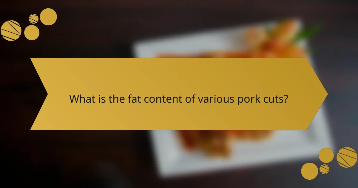 What is the fat content of various pork cuts?